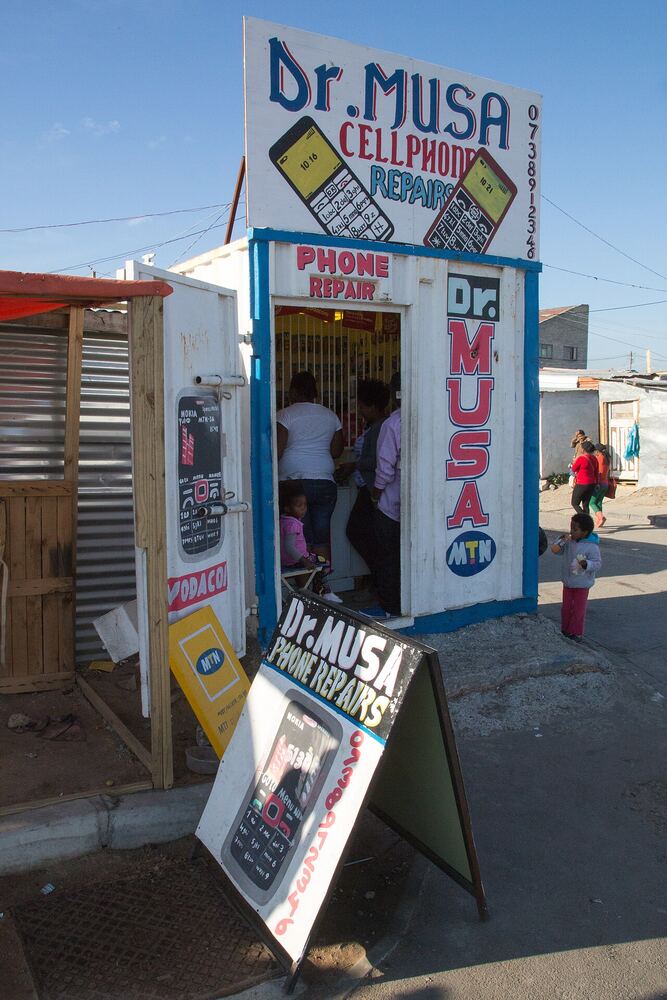 A cellphone repair shop in Cape Town, South Africa